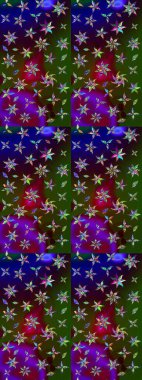 Kahverengi ve yeşil renklere karalamalar çizilmiş çiçek deseni. Raster illüstrasyonu.