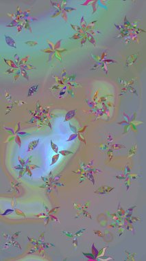 Raster illüstrasyonu. Klasik çiçek tasarımı elementleri. Gri ve nötr kıvırcık çiçekler gri ve nötr renklerde şekillenir.