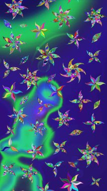 Çiçek kompozisyonu, el boyası, hassas şablon. Sevgililer günü ve tebrik kartı konsepti için şık bir davetiye. Üst manzara, yumuşak mavi ve mor renkli. Manzaralı çiçek deseni.