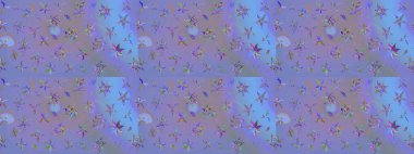 Soyut etnik raster çizim kalıbı. Kabile sanatı boho baskısı, klasik çiçek arkaplanı. Arkaplan dokusu, duvar kağıdı, mor ve mavi renkli çiçek teması.