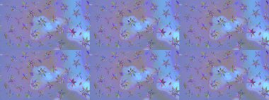 Çiçekli çiçek deseni, suluboya. Mor ve mavi renkte çiçekler. Renkli Bahar Teması eskiz kalıbı. Düz Çiçek Elementleri Tasarımı. Raster illüstrasyonu.