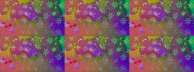 Raster illüstrasyonu. Tropik çiçek desenleri. Kahverengi ve pembe renkte çiçekler.