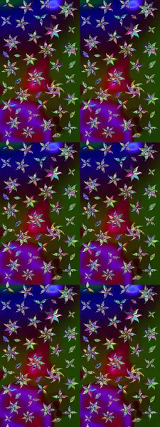 Kahverengi ve yeşil renklere karalamalar çizilmiş çiçek deseni. Raster illüstrasyonu.