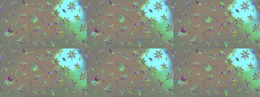 Nazik, narin çiçek arkaplanı. Çiçekli karalama şeklinde Raster çiçek deseni. Gri ve bej renkli çiçekler.