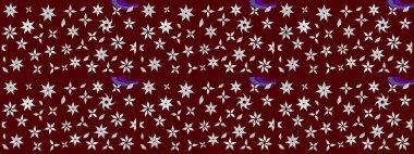 Raster illüstrasyonu. Tropik çiçek desenleri. Kırmızı ve nötr renkte çiçekler.