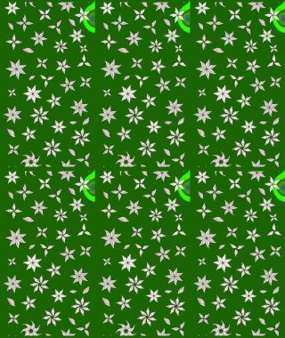 Sevimli çiçek raster deseni. Renkli Yaz Temalı eskiz kalıbı. Yeşil renkli çiçekler. Düz Çiçek Elementleri Tasarımı.