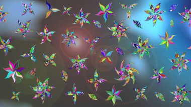 Raster illüstrasyonu. Çiçek buketleriyle klasik bir eskiz şekli. Mavi ve gri renklerde.