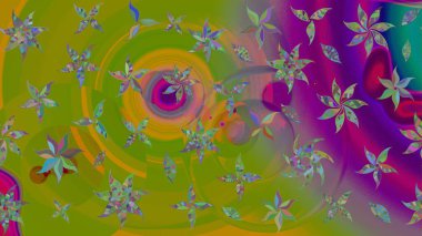 Renkli Bahar Teması eskiz kalıbı. Düz Çiçek Elementleri Tasarımı. Raster..