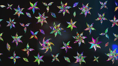 Çiçek desenli çizim. Düz Çiçek Elementleri Tasarımı. Asya tekstil tarzında. Güzel kumaş deseni. Renkli Bahar Teması eskiz kalıbı. Raster illüstrasyonu.