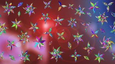 Raster illüstrasyonu. Kahverengi ve kırmızı renklerde sevimli çiçekler. Küçük çiçekli basit bir çiçek çizimi. Moda baskısı, albüm, ambalaj kağıdı, duvar kağıdı için zarif dekoratif süslemeler..