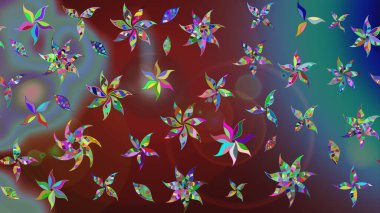 Düz Çiçek Elementleri Tasarımı. Güzel eskiz şekli. Yazdır. Raster çiçekli arka plan. Güzel kumaş deseni. Renkli Yaz Teması çizim şablonu.