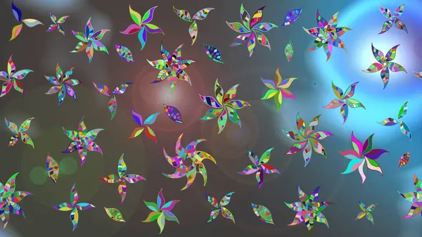 Renkli grunge, soyut arkaplanı kolonya ve mavi çiçeklerle süslüyor. Nakış desenli çiçek deseni. İzler, kumaş, duvar kağıtları, tekstil için raster dokusu.