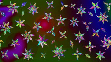 Modern çiçek arkaplanı. Halk tarzı. Moda baskıları için zarif bir şablon. Parlak renkli çiçekleri olan ve kahverengi ve yeşil renkli yaprakları olan inanılmaz bir çiçek deseni..