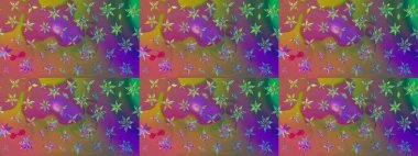 Raster illüstrasyonu. Tropik çiçek desenleri. Kahverengi ve pembe renkte çiçekler.