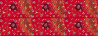 Kırmızı ve turuncu renkli çiçekler. Raster illüstrasyonu. Çizim çiçek deseni duvar kağıdı için kullanılabilir.