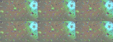 Moda baskıları için zarif bir şablon. Modern çiçek arkaplanı. Halk tarzı. Parlak renkli çiçekleri olan ve gri ve bej renkli yaprakları olan muhteşem bir çiçek deseni..