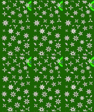 Sevimli çiçek raster deseni. Renkli Yaz Temalı eskiz kalıbı. Yeşil renkli çiçekler. Düz Çiçek Elementleri Tasarımı.