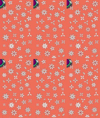 Renkli Bahar Teması eskiz kalıbı. Düz Çiçek Elementleri Tasarımı. Turuncu renkli çiçekler. Raster illüstrasyonunda çiçek deseni çizimi.
