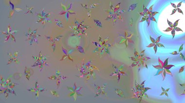 Suluboya tarzında gri ve mavi renkte çiçekler. Raster illüstrasyonunda çiçek deseni çizimi.