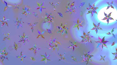 Çiçekli bahar çiçekleri. Robot resim. Motley illüstrasyonu. Küçük renkli çiçekler. Küçük çiçekte güzel bir desen. Moda baskıları için zarif bir şablon.