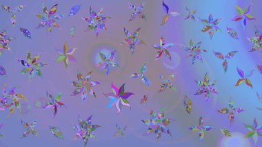 Mor ve mavi renkte çiçekler. Yumuşak, bahar çiçekli arka plan. Raster çiçek desenli ve çiçekli..