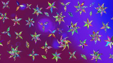 Renkli grunge soyut arkaplanı sütun çiçekleri ve menekşe çiçekleriyle süslüyor. Parmak izi, kumaş, duvar kâğıdı, tekstil için raster dokusu. Nakış desenli çiçek deseni..