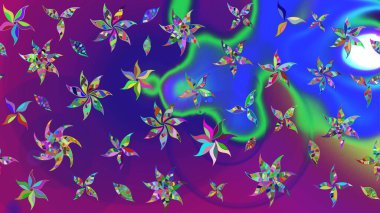 Yazdır. Güzel kumaş deseni. Renkli Yaz Temalı eskiz kalıbı. Raster çiçekli arka plan. Düz Çiçek Elementleri Tasarımı. Güzel çizim şekli..