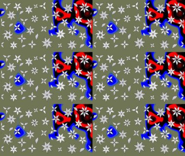 Çiçekli karalama şeklinde Raster çiçek deseni. Yumuşak, bahar çiçekli arka plan. Yeşil renkte çiçekler.