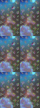 Güzel kumaş deseni. Yazdır. Raster çiçekli arka plan. Güzel eskiz şekli. Renkli Yaz Temalı eskiz kalıbı. Düz Çiçek Elementleri Tasarımı.