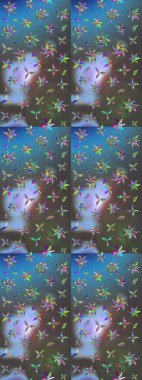 Renkli Bahar Teması eskiz kalıbı. Raster illüstrasyonundaki çiçek desenli çizim. Süslü kumaş deseni. Düz Çiçek Elementleri Tasarımı.