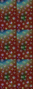 Raster illüstrasyonu. Renkli Bahar Teması eskiz kalıbı. Düz Çiçek Elementleri Tasarımı. Kahverengi ve kırmızı renkte çiçekler. Çiçekli çiçek deseni, suluboya..