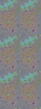 Renkli Bahar Teması eskiz kalıbı. Düz Çiçek Elementleri Tasarımı. Gri ve bej renkli çiçekler. Güzel çiçek deseni..