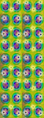 Kar tanelerinin soyut arkaplanlı Noel şablonu. Sarı, yeşil ve mavi kar taneleri. Noel ve yeni yıl moda baskıları için tatil tasarımı. Raster illüstrasyonu.