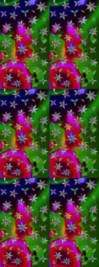 Renkli Bahar Teması eskiz kalıbı. Düz Çiçek Elementleri Tasarımı. Raster illüstrasyonu. Taslak desenli, modaya uygun kumaş deseni. Şirin çiçek elementleri..