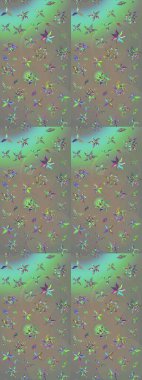 Gri ve bej renklerde. Raster illüstrasyonundaki çiçek desenli çizim. Raster illüstrasyonu. Güzel kumaş deseni.