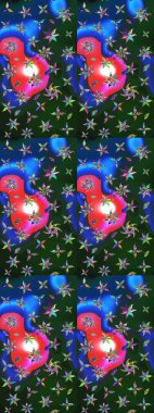 Raster illüstrasyonu. Küçük çiçekteki sevimli çiçek deseni. Mavi ve yeşil renkte çiçekler.