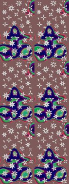 Kahverengi ve mavi renkli çiçekler. Elle boyanmış suluboya resim çizimi çiçekler ve bitkiler.