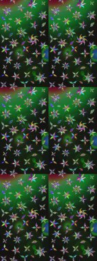 Raster düz çiçek çizim deseni. Gri ve yeşil renkli çiçekler. Tasarım hediye paketi, tebrik kartları, posterler ve afiş tasarımı.