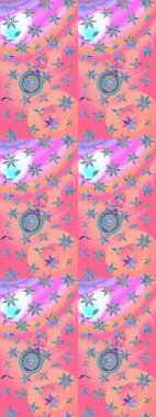 Pembe ve nötr el çizimi desen. Raster deseni. Sanat eserleri, tarafsız tarz çiçekler ve yapraklar. Karalama çiçekleri çizim deseni.