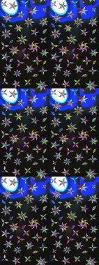 Gri ve mavi renkte çiçekler. Renkli Bahar Teması eskiz kalıbı. Düz Çiçek Elementleri Tasarım Raster illüstrasyonu. Çiçek eskiz kalıbı geçmişi.