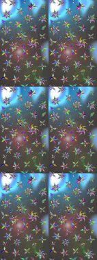 Çiçekler, dallar, bitkiler ve çiçekler. Güzel kumaş deseni. El çizimi. Raster illüstrasyonu.