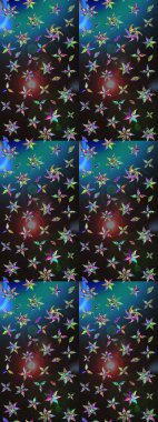 Raster illüstrasyonu. Raster çiçekleri klasik tarzda çizilmiş. Gri ve mavi renklerde bahar çiçekleri. Çiçekli yumuşak çizim deseni.