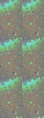 Raster çiçek desenli çiçek deseni, yapraklar, dekoratif elementler, sıçrama, lekeler, el çizimi kontur çizgileri ve Doodle çizim stili, grafik raster çizim çizimi.