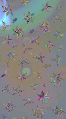 Parmak izi, kumaş, duvar kâğıdı, tekstil için raster dokusu. Renkli grunge, soyut arkaplanı kolonya ve bej çiçekleriyle süslüyor. Nakış desenli çiçek deseni..