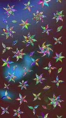 Suluboya çiçekli çiçek deseni. Raster illüstrasyonu. Kahverengi ve mor renkli güzel tekstil..