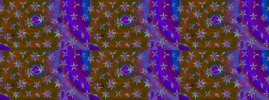 Kahverengi ve mor renkli etnik çiçeklerle süslenmiş zarif bir eskiz şekli. Asya Tekstil 'inde Raster Çiçek İllüstrasyonu.