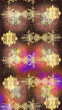 Güzel tasarım. Raster illüstrasyonu. Noel için tatil tasarımı, yeni yıl moda baskıları. Kahverengi, bej ve mor kar taneleri. Kar tanelerinin soyut arkaplanlı Noel arkaplanı.