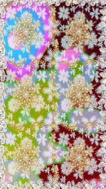 Tekrarlayan elementlerle soyut arkaplan oluşturun. Kusursuz damaske klasik altın desen. Raster illüstrasyonu. Tarafsız renklerde altın desenli altın elementler.