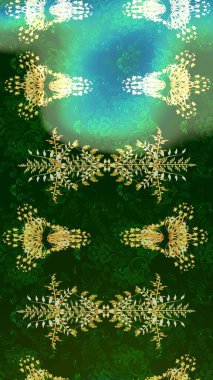 Yeşil, mavi ve gri renkler üzerine şirin soyut kar tanesi raster tasarımı. Yeni yıl kar tanesi. Düz kar karalama ikonları, kar taneleri silueti Noel afişi için, kartlar.