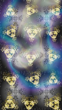 Renkli arka planda izole tatlı kar taneleri. Soyut mandala ya da tuhaf kar tanesi çizgisi sanat tasarımı. Raster illüstrasyonu.